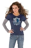 Dallas Mavericks Navy Women's Primary Logo Tri Blend Long Sleeve Layered T-Shirt- by Alyssa Milano