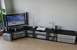 大型液晶テレビ対応AVコーナー3点セット シルバー&ブラックJS27SV