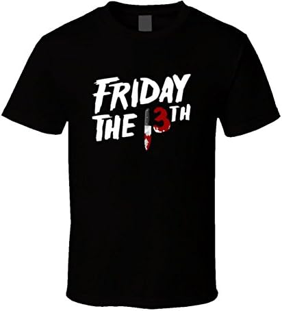 PartyHardTees Friday the 13th Freaky Movie Creepy Knife Blood Scary Party T Shirt XL Black