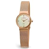 Skagen Watches- Skagen Mesh Band with Diamond Markers in Rose Gold Finish and Mother of Pearl... by Skagen