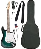 Barcelona Beginner Series Double Cutaway Electric Guitar with Gig Bag, Strap, and Accessories - Transparent Green Burst