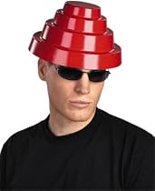 Red Devo Energy Dome Plastic Costume Hat