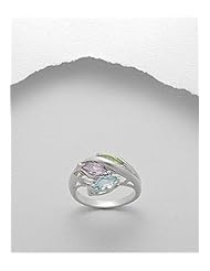 Gem Stones Ring In 92.5 Sterling Silver