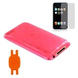 Crystal Silicone Skin Case and Screen Protector for Apple iPod Touch 3 with Young Micro Shoe Silicone Pouch for Nike+ Sensor (iPod Touch & Sensor NOT Included), Hot Pink