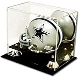 Football Mini Helmet Display Case Acrylic with Gold Risers and Optional Nameplate