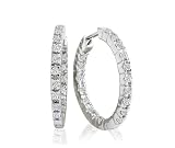 14k White Gold Diamond Inside-Out Hoop Earrings (1 cttw, G-H Color, I1 Clarity)
