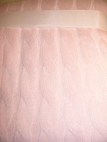 Light Pink Cable Knit Reverse Sherpa Baby Blanket