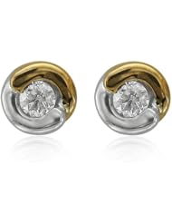 10K Two Tone Gold Diamond Stud Earrings(GH, I1-I2, 0.30 carat)