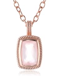 Rose Bronze Rose Quartz with Created White Sapphire Necklace, 17"