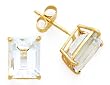 14K AQUAMARINE 8X6 EMERALD CUT STUD EARRINGS