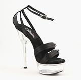 5 1/2 Inch Sexy High Heel Strappy Shoes Stiletto Heel Platform Sandal Black Satin