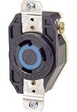 Leviton 2620 30 Amp, 250 Volt, Flush Mounting Locking Receptacle, Industrial Grade, Grounding, V-0-MAX, Black