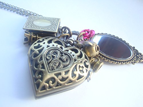 Beauty and the Beast Glass Mirror Pocket Watch Necklace