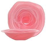Colorful Art Glass Rose Small Lip Bowl 12"D, 3"H