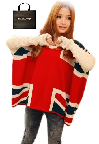 (ラズベリーパイ)RaspberryPi ガーリー ドルマン ニット おしゃれ UK柄 長袖 オリジナルエコバッグセット cn24rp