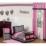 Pink and Black Madison Girls Boutique Toddler Bedding 5 pc Set