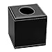 HOMETEK PU Leather Square Roll Tissue Box Holder Cover Napkin Paper Box Case Tray Pumping for Home Office Car Automotive (Black)
