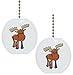 Set of 2 Baby Moose Ceramic Fan Pulls