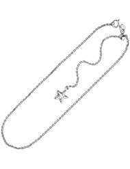 14k White Gold Star Adjustable Anklet 11" w/ Spring Ring Clasp