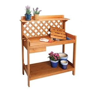 Cedar Potters Table Bench For gardeners Draw and Soil Tray built in by 