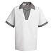 Chef Designs Snappy V-Neck Chef Shirt WH w/ BK & WH Check SP06