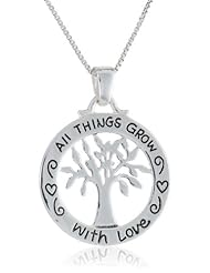 Sterling Silver "All Things Grow with Love" Reversible Family Tree Pendant Necklace, 18"
