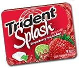 Trident Splash Strawberry Gum with Lime, 9-Piece Packages (Pack of 30)