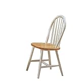 Set of 4 Natural & White Finish Windsor Wood Dining Chair/Chairs