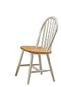 Set of 4 Natural & White Finish Windsor Wood Dining Chair/Chairs