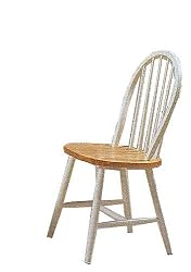 Set of 4 Natural & White Finish Windsor Wood Dining Chair/Chairs