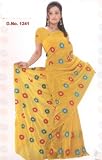 Yellow embroidered russian georgette sari / saree/ bellydance wrap
