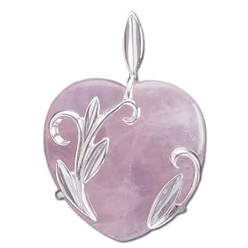 Solid Sterling Silver Rose Quartz Pendant by Silvermoon