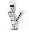 Silver Block Initial Pendant with Cubic Zirconia, Size: 12mm