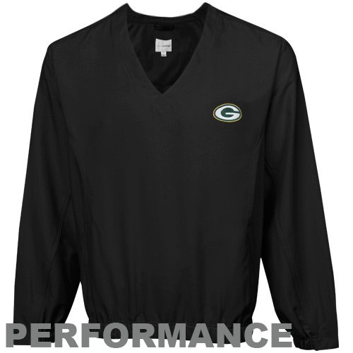 Cutter & Buck Green Bay Packers Black Astute Performance Pullover Windshirt (X-Large)