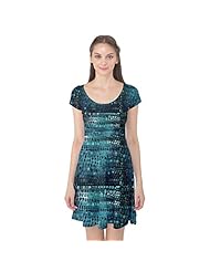 Tropical Print Polyester/Spandex Cap Sleeves Stretchy  Dress