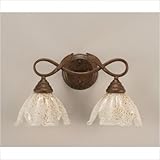 IMAGE OF Leaf 2 Light Bathroom Vanity with Gold Ice Glass