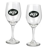 New York Jets NY Set of 2 Wine Glasses