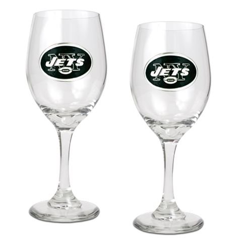 New York Jets NY Set of 2 Wine Glasses