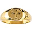 14K Yellow Gold Rugged Cross Ring