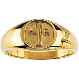 14K Yellow Gold Rugged Cross Ring