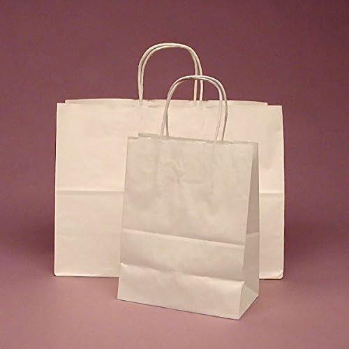 PEPPERLONELY Brand 25PC White Twisted Handles Shopping Bags 10 x 5 x 13 Inch Missy