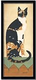Calico Cat Folk Art Primitive Country Print Framed