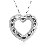 Sterling Silver Diamond Cut Open Heart Pendant, 18
