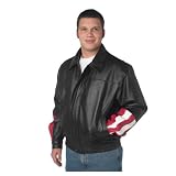 Diamond PlateTM USA/Eagle Solid Genuine Leather Bomber Jacket