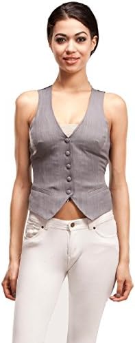 Vitamina USA Classic Button Up Professional Work Vest #SJ1540 (M, Grey)
