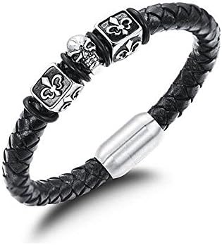Mens Legend Fashion Cool Mens Stainless Steel Bracelets Punk Biker Skull Magnetic Clasp Wrist Bracelets