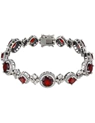 Sterling Silver and Garnet Mystical Flower Bracelet