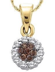 14KT White Gold 0.50 CTW COGNAC Diamond Flower Pendant