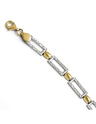 10k rhodium plated yellow gold Leslies Two tone Diamond cut Bracelet