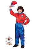 Red and Blue Junior Champion Car Racing Suit  with Embroidered Cap, Size 2/3